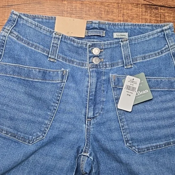 L.L. Bean 1912 Field Denim Pants Womens 8P Utility Ankle Mid Rise NWT Heritage - Picture 5 of 8